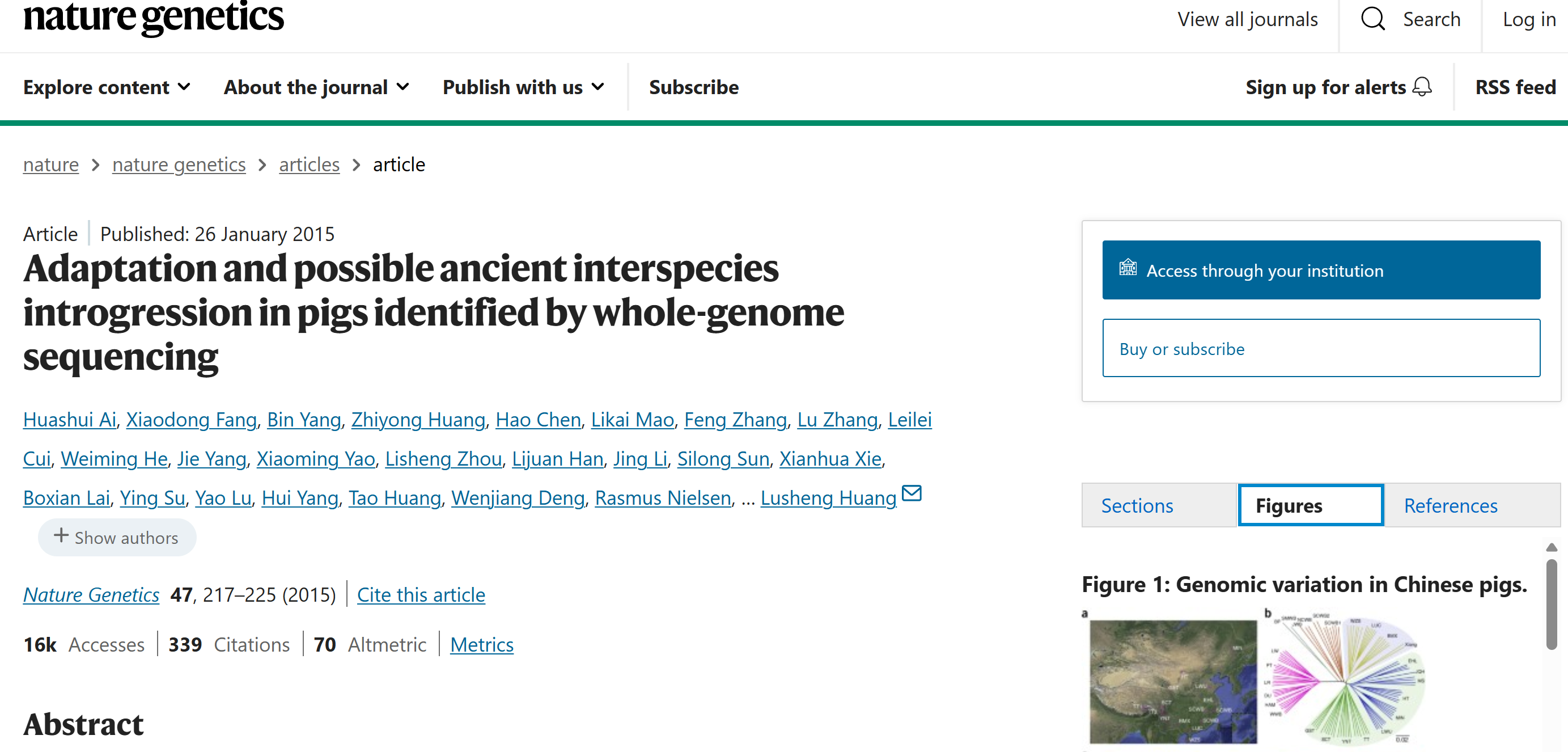 Nat Genet（IF：31.7）：基因组测序揭秘中国土猪如何靠"混血"征服南北极端气候